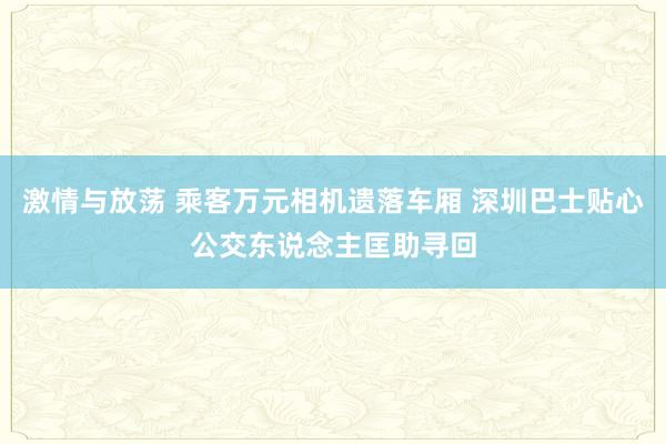 激情与放荡 乘客万元相机遗落车厢 深圳巴士贴心公交东说念主匡助寻回